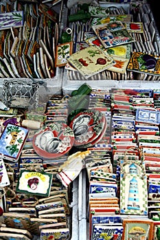 Ornamental and decorative ceramic tiles sold at a store in Dapitan Arcade in Manila, Philippines