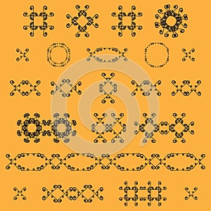 Ornamental decorative set. Vector ornate design elements. Vintage page decoration.