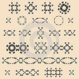 Ornamental decorative set. Vector ornate design elements. Vintage page decoration.