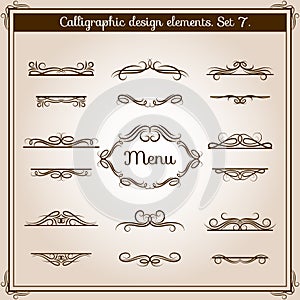 Ornamental design antique elements for text. Vector graphic vintage floral calligraphic border lines