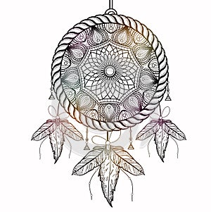 Ornamental Dream Catcher in Boho style.