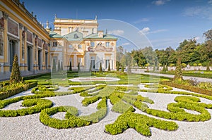 Ornamental east garden in Wilanow Royal Palace, Warsaw Poland.