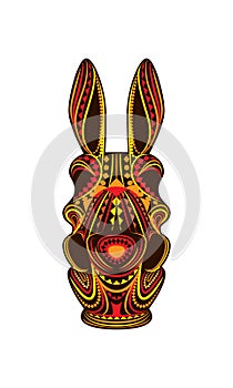 Ornamental eclectic mixed colorful art head donkey vector