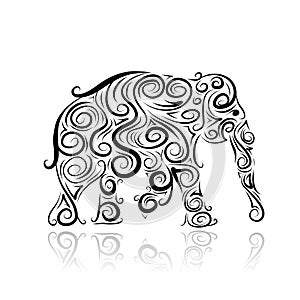 Ornamental elephant silhouette for your design