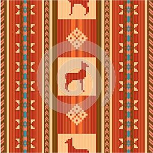 Ornamental ethnic pattern with lamas photo