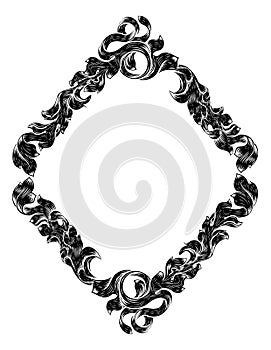 Filigree Heraldry Leaf Pattern Floral Border Frame