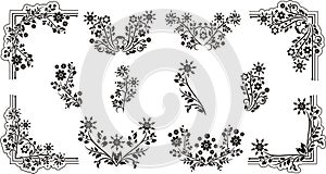 Ornamental Floral Vector Doodle Designs and Corners