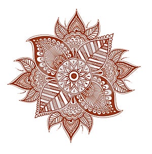Ornamental flower - decorative indian henna ornament. Mendi arabian vector