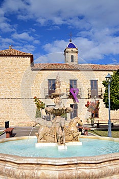 Ornamental fountain in the Market Square in Castellar, Jaen province, Spain photo