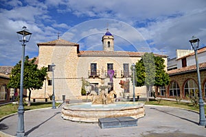 Ornamental fountain in the Market Square in Castellar, Jaen province, Spain photo