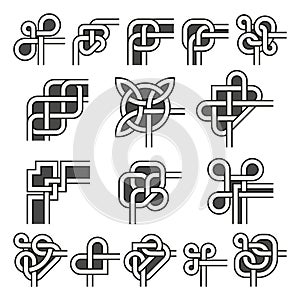 Ornamental frame corners in celtic style vector angle decoration set