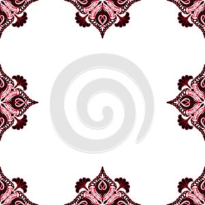 Ornamental frame. Decorative art nouveau border - corners - black red white