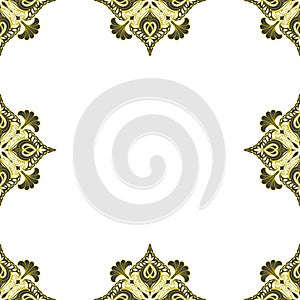 Ornamental frame. Decorative art nouveau border - corners - dark yellow on white