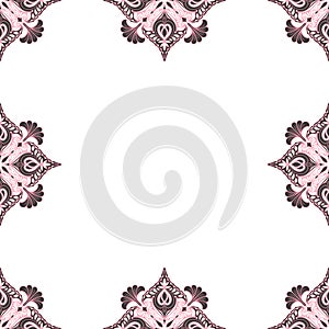 Ornamental frame. Decorative art nouveau border - corners - pink and grey on white