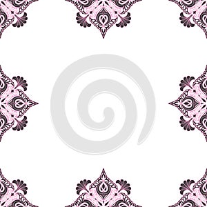 Ornamental frame. Decorative art nouveau border - corners - purple and grey on white