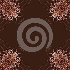 Ornamental frame. Decorative organic border - corners - warm brown pink and orange