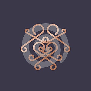 Ornamental geometric lines logo. Decorative graphic icon