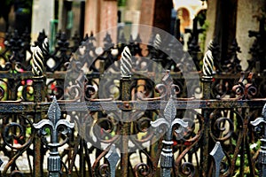 Ornamental grids in the cemetery