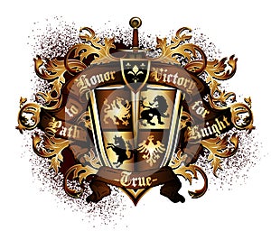 Ornamental heraldic shield