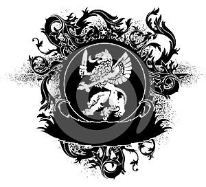 Ornamental heraldic shield