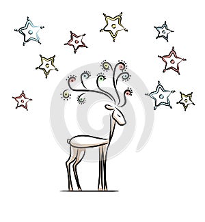 Ornamental illustration of a stag