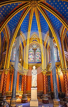 Ornamental interior of Lower chapel of Sainte-Chapelle