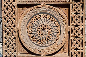 Ornamental knotworks of armenian cross stones - khachkars photo