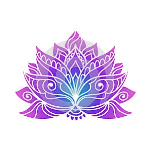 Ornamental lotus flower pattern. Decoration in oriental, Indian style.