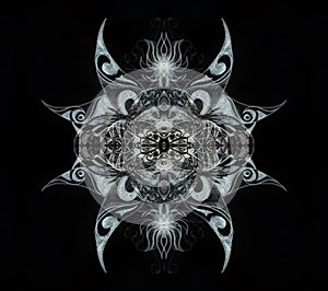 Ornamental mandala. Original hand draw and computer collage.