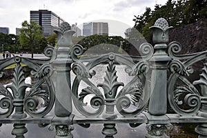 Ornamental metal railing on a bridge