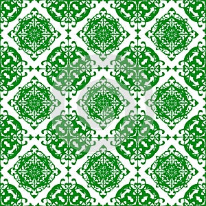 Ornamental Oriental Royal Vintage Arabic Chinese Green Floral Seamless Abstract Pattern Texture Wallpaper
