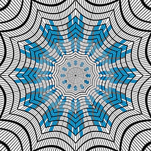 Ornamental pattern blue tile spider web effect pixelisation