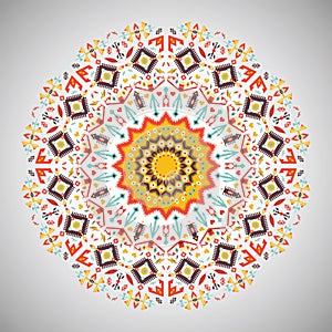 Ornamental round colorful geometric pattern in