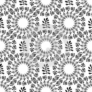 Ornamental round floral background. Seamless pattern with leaves for your design wallpapers, pattern fills, web page backgrounds,