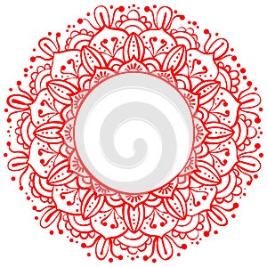 Ornamental round frame for design. Decorative abstract circle. Elegant element for printing of cards and invitations