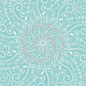 Ornamental round lace, kaleidoscopic floral decoration