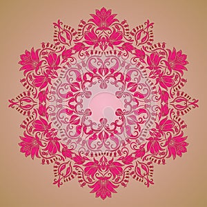 Ornamental round lace pattern, circle background