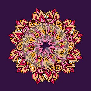 Ornamental round lace pattern, circle vector background