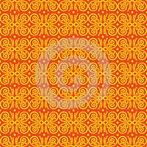 Ornamental seamless pattern vector abstract background orange