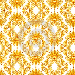 Ornamental seamless pattern vector abstract background yellow