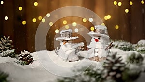 Ornamental snowman with Christmas background