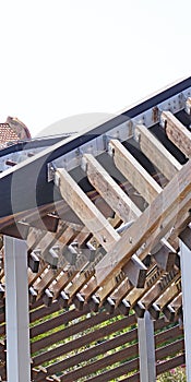 Ornamental structure of wood in the Ronda de Dalt in Barcelona