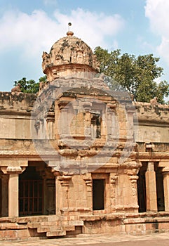 Ornamental surrounded hall in the ancient Brihadisvara Temple in Thanjavur, india.