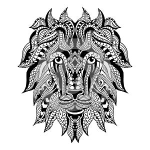Ornamental Tattoo Lion Head.