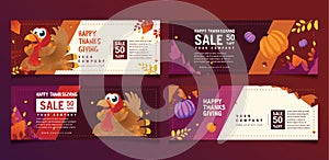 Ornamental Turkey Thanksgiving Banner Collection