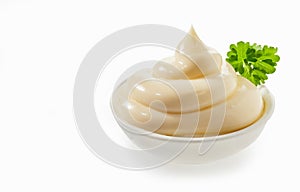 Ornamental twist of gourmet homemade mayonnaise photo