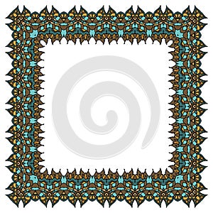 Ornamental vector frame. Isolated square element.