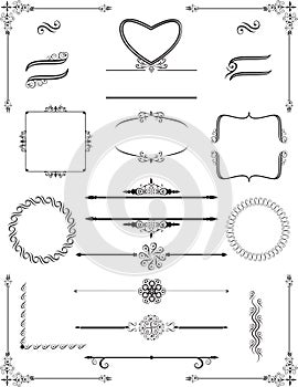 Ornamental victorian frames and rule lines. Vector.