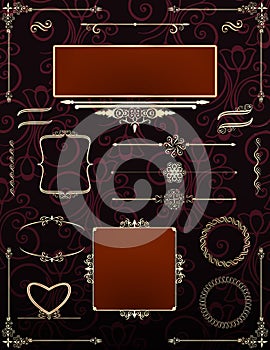 Ornamental victorian frames with scrolls.Vector.