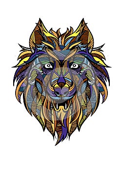 Ornamental vintage wolf predator tattoo decorative retro style.vector illustration